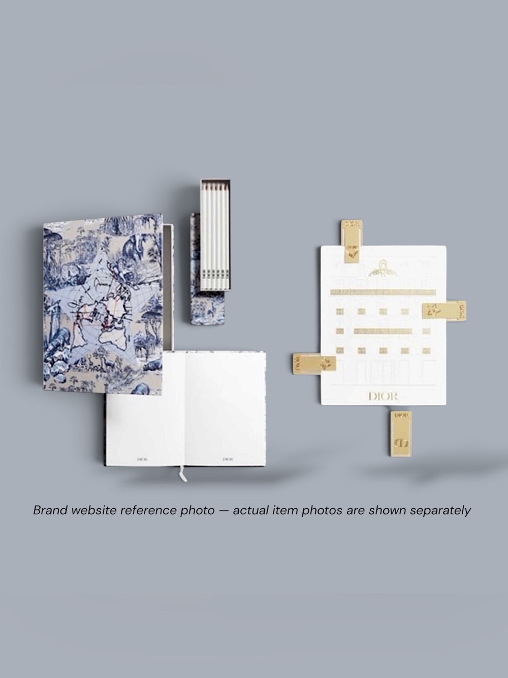 Dior Toile de Jouy Stationery Gift Set & Gold tone paperclips/Bookmarks